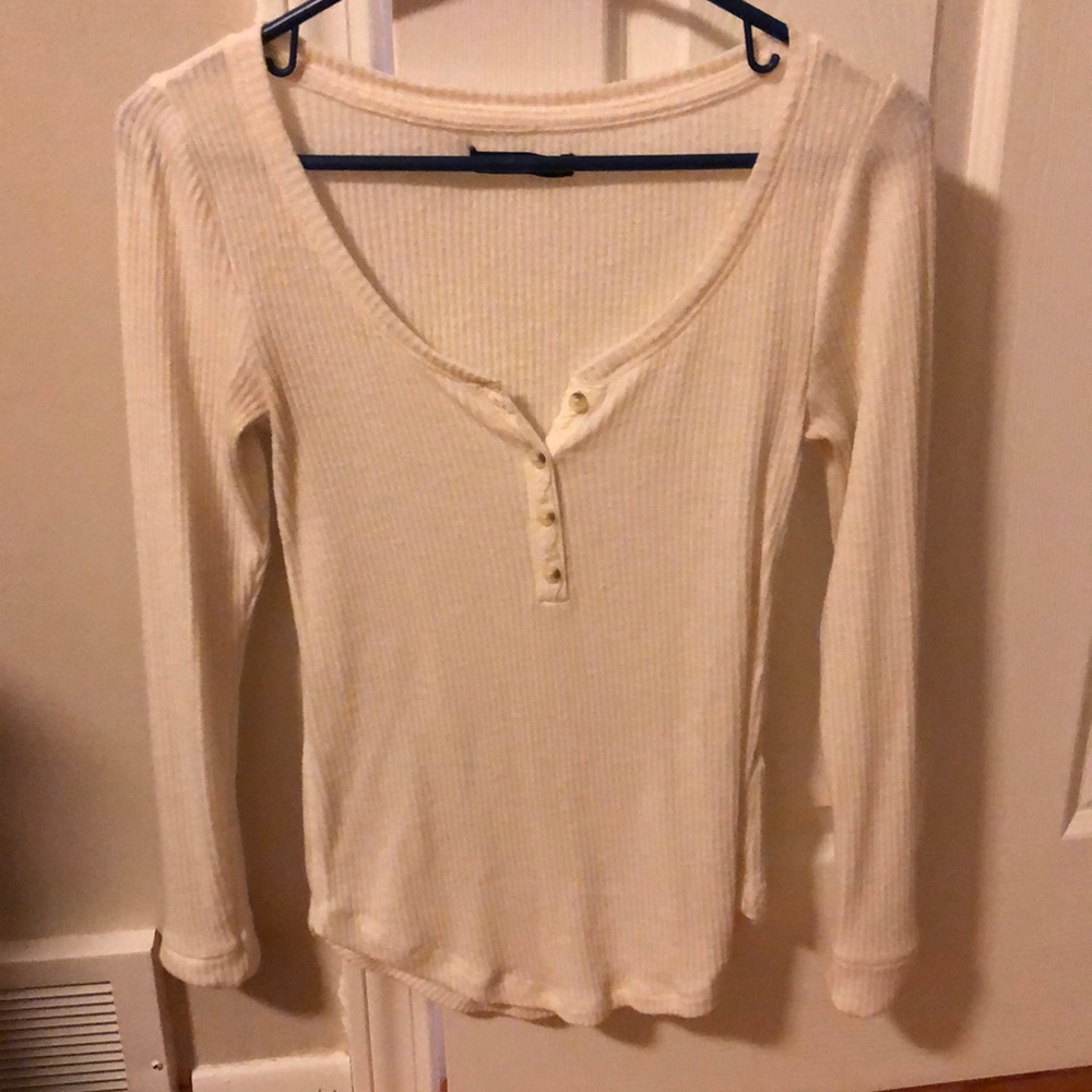 Cream Abercrombie and fitch long sleeve shirt